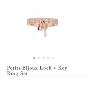 Petits bijoux rose gold lock and key ring set